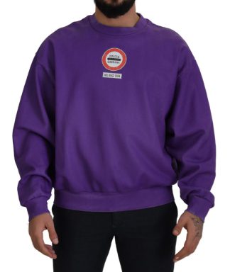 Purple Wash Logo Cotton Crewneck Sweatshirt Sweater