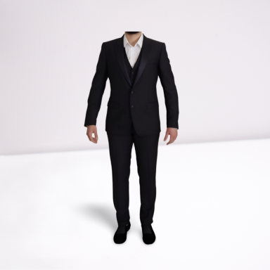 Black Virgin Wool Formal 3 Piece Suit