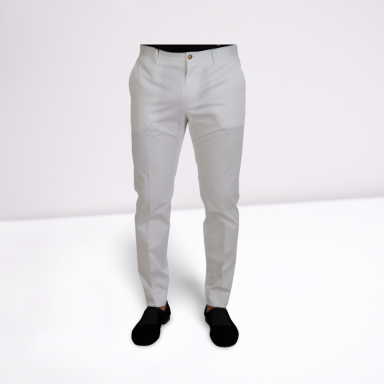 White Cotton Stretch Trousers Chinos Pants