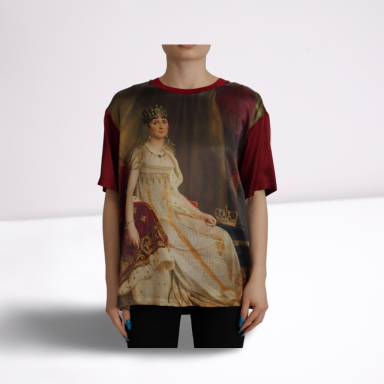 Multicolor Josephine Bonaparte Print Silk  T-shirt