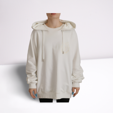 White Hoodie Pullover Embroidered Sweater