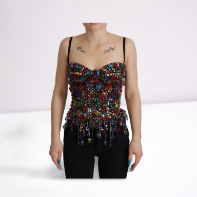 Multicolor Jeweled Corset Spring Bustier Top