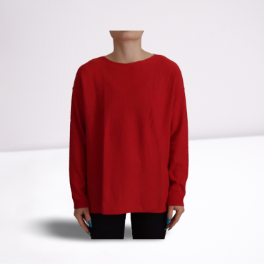 Red Wool Knit Round Neck Pullover Sweater