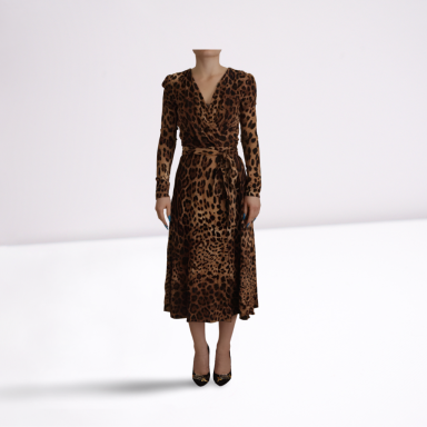 Brown Leopard Wrap A-line Maxi Viscose Dress