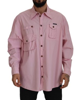 Pink Casual Button Down Long Sleeves Shirt