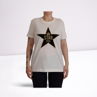 White Cotton Crown Star DG Print T-shirt