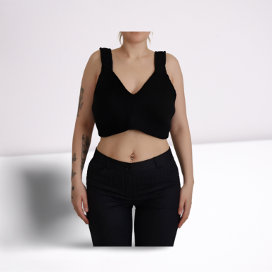 Black Bustier Cropped Cashmere Top