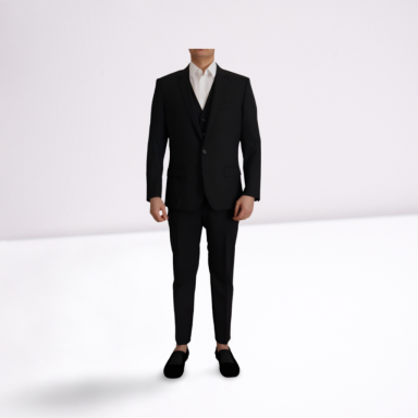 Black Virgin Wool Formal 3 Pc MARTINI Suit