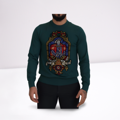 Green Henry VIII Crewneck Pullover Sweater