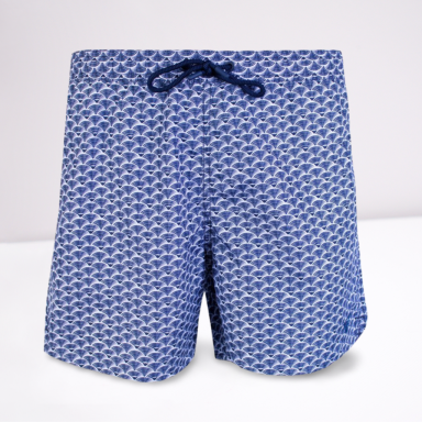 Blue Printed Swim Shorts