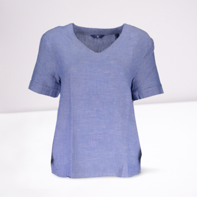 Blue Linen Tops & T-Shirt