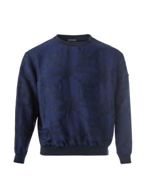 Rounded neck Sweatshirt in Blue with Zip Detail