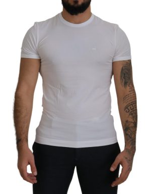 White Crewneck Short Sleeve Cotton  T-shirt