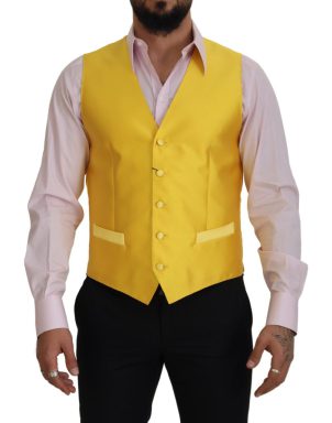 Yellow Polyester Waistcoat Dress Formal Vest