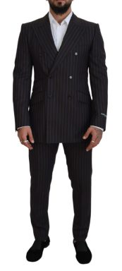Black Striped Wool Formal 2 Piece Suit