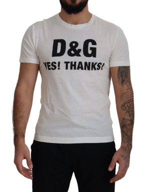 White D&G YES! THANKS! Tee Cotton T-shirt