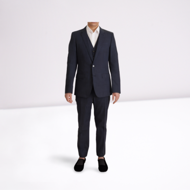 Dark Blue Cotton Formal 3 Piece MARTINI Suit