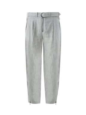 Grey Relaxed Fit Trousers in Linen