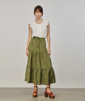 Green Linen Skirt