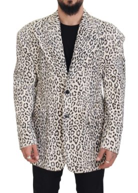 White Leopard Single Breasted Coat Blazer