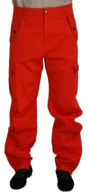 Red Cargo Men Trousers Cotton Pants
