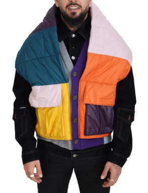 Multicolor Patchwork Denim Button Down Jacket