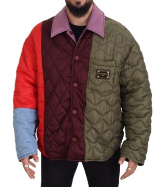 Multicolor Patchwork Quilted Collared Jacket