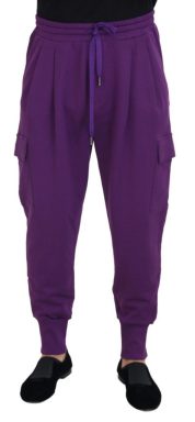 Purple Cotton Cargo Sweatpants Jogging Pants