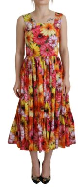 Multicolor Gerbera Sleeveless A-line Dress