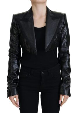 Black Long Sleeves Crop Blazer Cotton Jacket