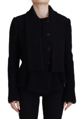 Black Wool Coat Blazer Wrap Jacket