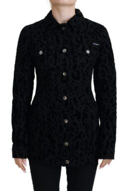 Black Leopard Long Sleeve Denim Cotton Jacket