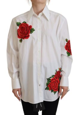 White Cotton Flower Embroidery Shirt Top