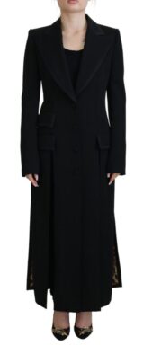 Black Single Breasted Coat Polyester Jacket