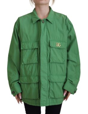 Green Collared Windbreaker Cotton Jacket