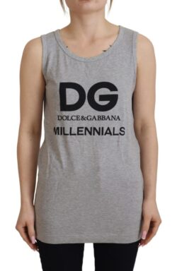Gray D&G Millennials Tank Tee Cotton T-shirt