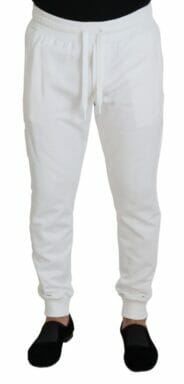 White Sport Logo Cotton Sweatpants Trousers Pants