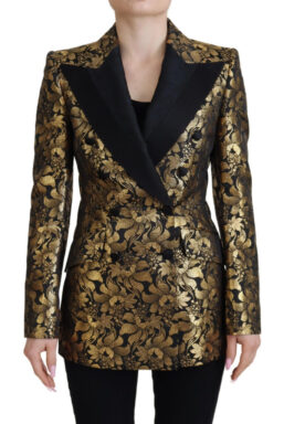 Black Gold Jacquard Coat Blazer Jacket