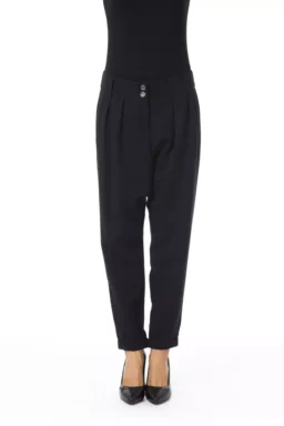 Black Polyester Jeans & Pant