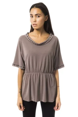 Gray Polyester Tops & T-Shirt