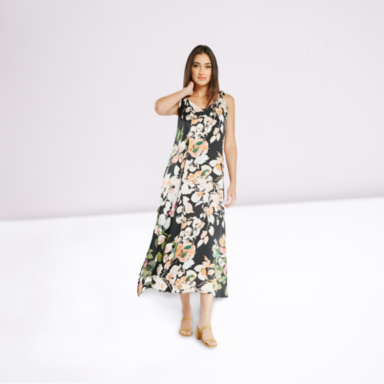 Tie Up Strap Floral Maxi Dress