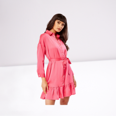 Silky Frilly Hem Mini Dress