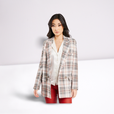 Checkered Double Breasted Blazer
