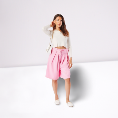 Chunky Belted Waist Culotte Shorts
