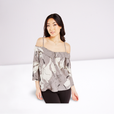 Cold Shoulder Abstract Art Top