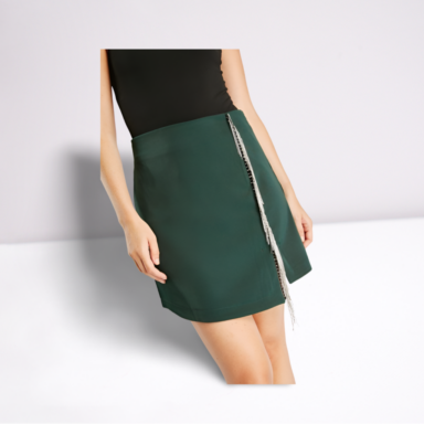 Diamante Trim Mini Plain Skirt