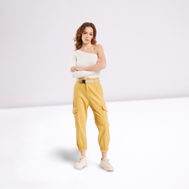 Elasticated Popper Ankle Cargo Trousers