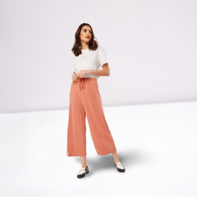 Light Weight Plain Cropped Trousers