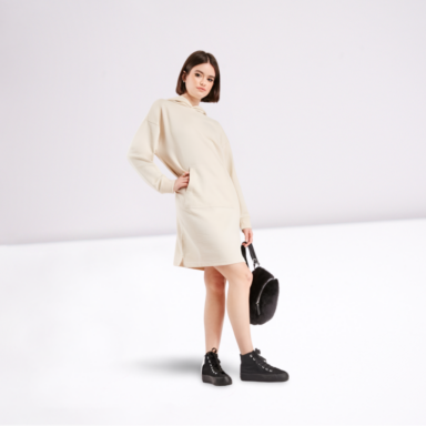 Pouch Pocket Front Hooded Dress