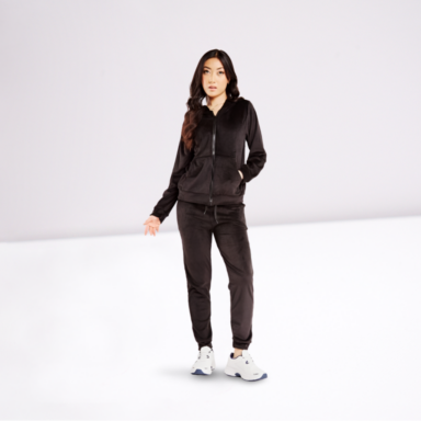 Velveteen Zipped Hoodie And Joggers Set